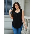 thumbnail image 3 of JYLFC Womens V Neck Plus Size Tank Pleated Henley Sleeveless Tops, Black 4XL, 3 of 6
