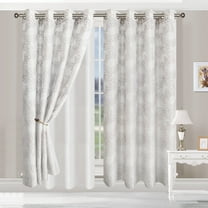 Superior Foliage Sheer Curtain Set of 2, 42" x 108", Grey