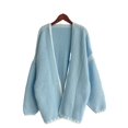 thumbnail image 1 of Women'S Oversized Cardigan Sweaters Fall Long Lantern Sleeve Knit Open Front Light Blue L, 1 of 6