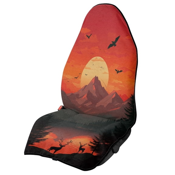 XYZCANDO Sunset Deer Universal Car Seat Cover Easy to Clean Car Seat Towel Cover, Non-Slip, Suitable for Van Automotive, Fit for Vans Sedan Trucks