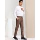 thumbnail image 4 of Pantalones de vestir ajustados con frente plano y bloque de color con estampado geométrico informal para hombre XL Marrón, 4 of 6