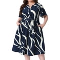 thumbnail image 2 of DARING DIVA Women's Plus Size Short Sleeve Notched V Neck Midi Dress 4X Royal Blue, 2 of 6