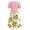 Pink, variant on HONHUZH Women Summer Dresses 2022, Floral Casual Drees Short Sleeve Cross Sunflower Print Dress Suit