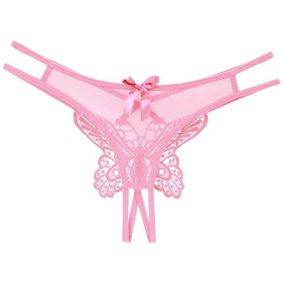 Lingerie for Women Low Waist Traceless Mesh Embroidered Big Butterfly Open End Thong Underwear Babydoll Breathable Panties