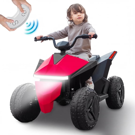 POP FRIENDS Kids ATV 24V, 4WD Ride on Toys Electric Car for Ages 3 Toddlers Boys Girls with Remote Control, LED Headlights, Anti-Slip Tires, Bluetooth, Music Player, Pink