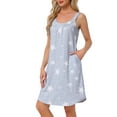 thumbnail image 4 of INSPIRE CHIC Womens Nightgown Sleeveless Sleepwear Printed Scoopneck Nightshirts Tank Wide Strap Sleep Dress with Pockets S Gray Stars, 4 of 6