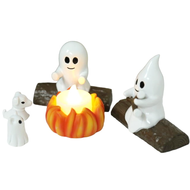 Halloween Nightlight Ghost Campfire para Mantel Escritorio Acogedora Estatua Espeluznante Decoraciones