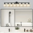 thumbnail image 4 of ACE-LIGHTS,Modern 8-Lights Vanity Bathroom Mirror Light with Frosted White Glass(Bulbs Not Included),Contemporary Wall Sconce for Bathroom,Dressing Room,Bedroom,Living Room(Black), 4 of 9