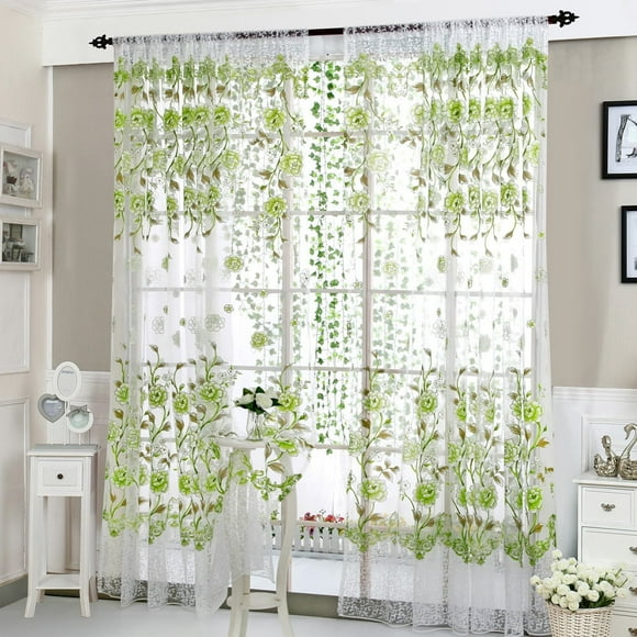 Tulle Curtains 1 Panel Peony Sheer Curtain Tulle Window Voile Drape Valance for Living Room Bed Room