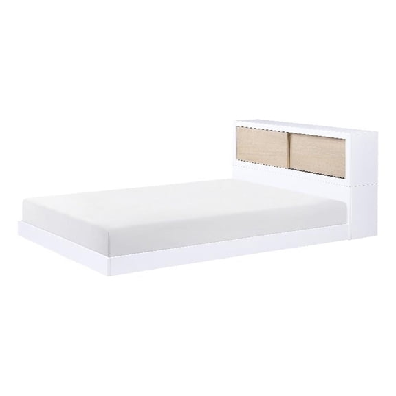 Lexicon Asker Wood Full Bookcase Bed in 2-Tone Finish (White and Natural)