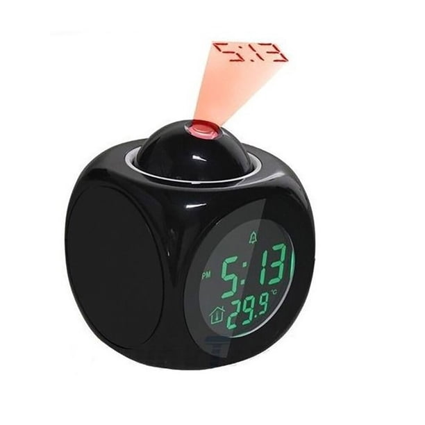 Reloj despertador digital con proyección multifuncional y función de voz LED.