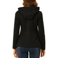 thumbnail image 3 of INSPIRE CHIC Women's Toggle Duffle Coat Zipper Front Solid Cropped Hooded Anorak M Black, 3 of 7