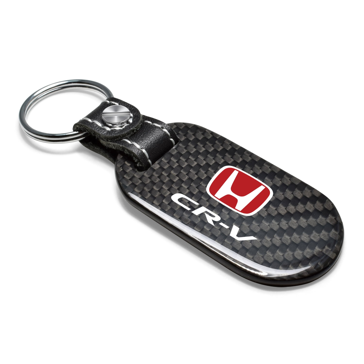 Honda Red Logo CR-V 100% Real Black Carbon Fiber Tag Style Key Chain