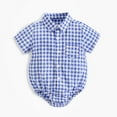 thumbnail image 2 of oqasdz Toddler Baby Bodysuit Boys Girls Short Sleeve Plaid Lapel Button Down Casual Loose Comfortable Bodysuits Size 0 M-6 M, 2 of 7