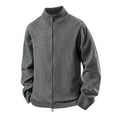 thumbnail image 2 of UVEASISHA Zip Up Sweaters for Men Double Zipper Fashion Cardigan Sweater Solid Color Casual Long Sleeve Mock Neck Knitted Jacket Lightweight Outwear Dark Gray XL, 2 of 6