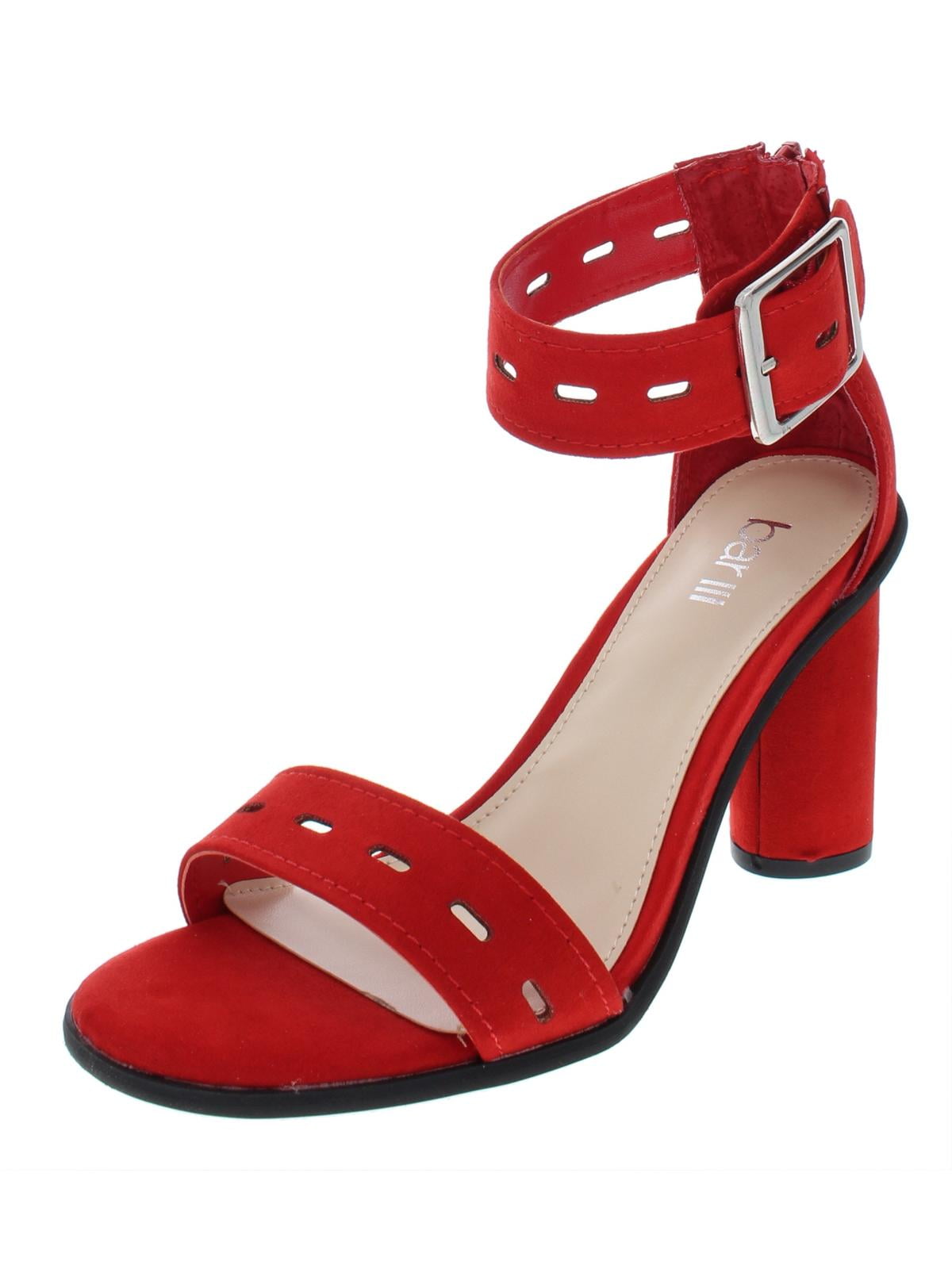 Bar III Womens Breeanne Faux Suede Ankle Strap Dress Sandals Red 6