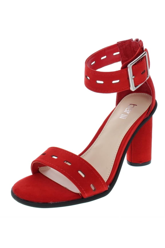 Womens Breeanne Faux Suede Ankle Strap Dress Sandals Red 6 Medium (B,M)