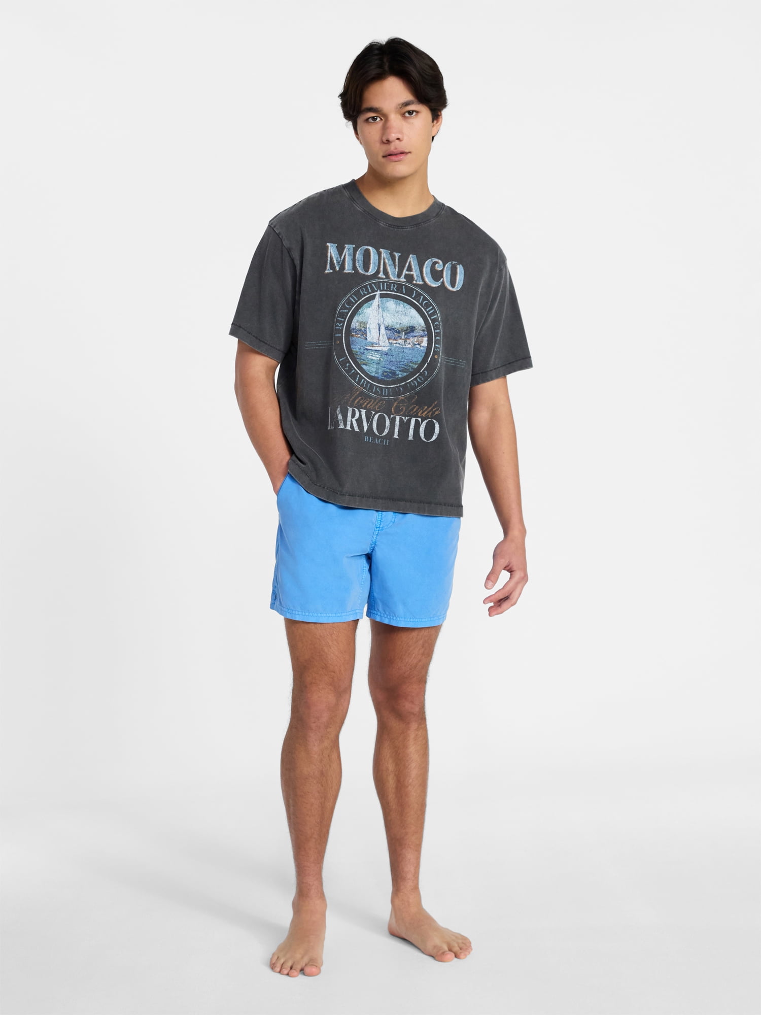 No Boundaries Washed Swim Trunks, 6" Inseam, Men's S-3XL