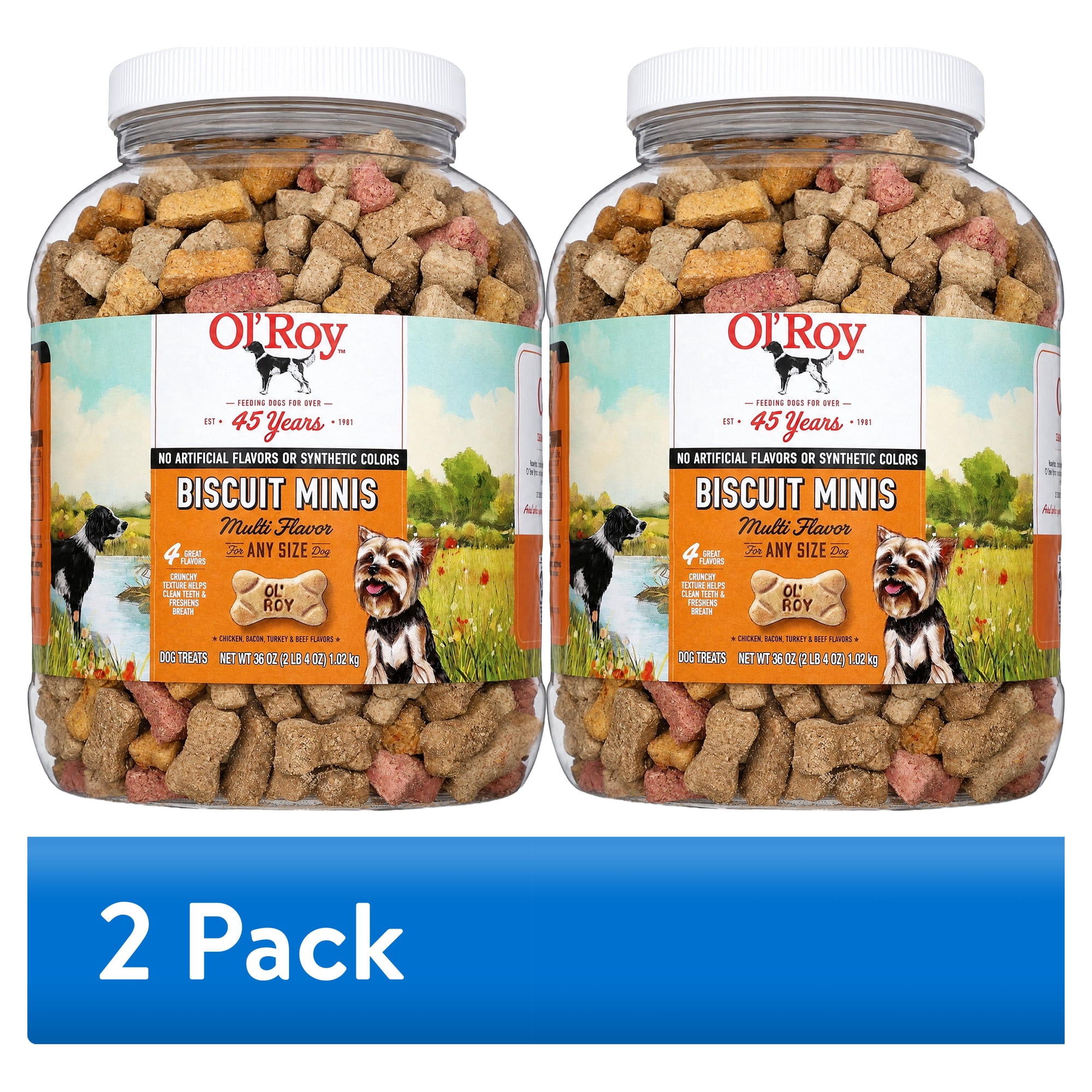 (2 pack) Ol' Roy Multi Flavored Biscuits for Any Size Dog, 36 oz Tub