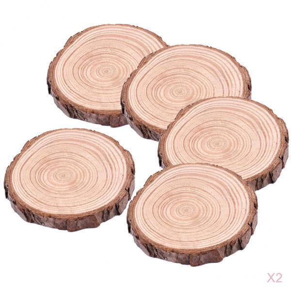 2x 5PCS Wood Slices Unfinshed Round Wood Slabs Large Rustic Wood