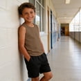 thumbnail image 5 of Dwellite Boys Tank Tops Athletic Sleeveless Crewneck T-Shirts for Kids Undershirts 2-13 Years Brown 160, 5 of 7