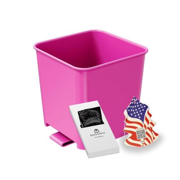 Haussimple Car Trash Can, Small Waterproof Leakproof Garbage Bin with Anti-Slip Clip, Portable Vehicle Container, Pink