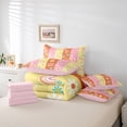 thumbnail image 5 of Feelyou Cartoon Groovy Flower Bedding Comforter Set 7 Pieces, Peace and Love Full Bedding Set, Rainbow Stripes Reversible Fitted Sheet Flat Sheet, Super Cozy Room Decor, 5 of 7