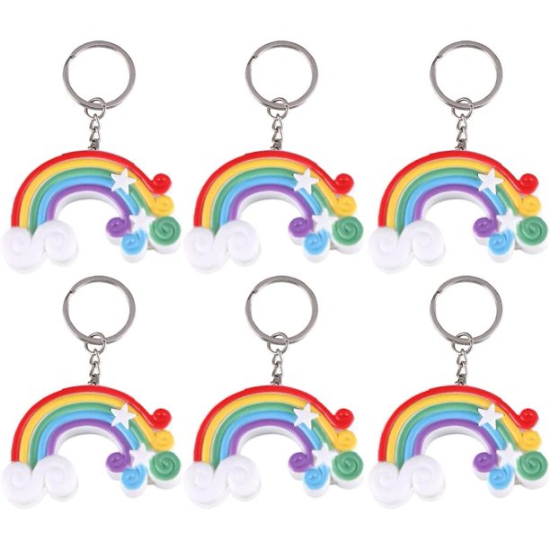 6 uds llaveros de arcoíris llavero Led regalo de graduación llavero para mujeres niñas para monedero bolso llave de coche suministros de recuerdo de fiesta de Halloween