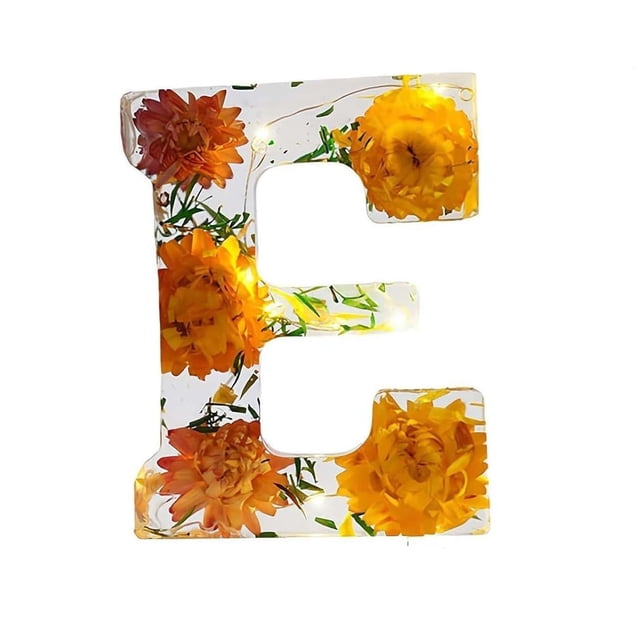Binwennn Handmade Floral Night Light Floral Resin Night Light Letter Floral Resin Night Light Flower Resin Letters With LED Light Floral Resin Letter Nightlight Motion Night Light Plug in Night Light