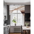thumbnail image 3 of Abstract Wave Texture Swag Valance and Tier Curtains Set Vintage Earth Color Gradient Kitchen Curtains 3 Piece Set Rod Pocket Panels for Bedroom Cafe 56x36 inch, 3 of 6