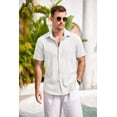 thumbnail image 3 of COOFANDY Men's Casual Henley Shirt Short Sleeve Band Collar Linen Shirt Summer Beach Hippie T-Shirts, 3 of 7