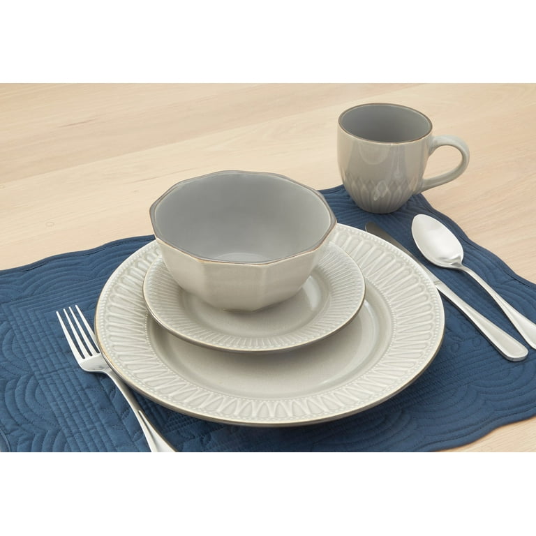 Baum WREN16G Alix Dinnerware Set, Grey - 16 Piece - Walmart.com