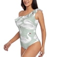 thumbnail image 3 of Picia White Birds Pattern Women's One Piece Swimsuits,One Shoulder Swimwear Asymmetric ,Ruffle Monokinis Bathing Suits,High Waisted Flattering Bathing Suits-Large, 3 of 8