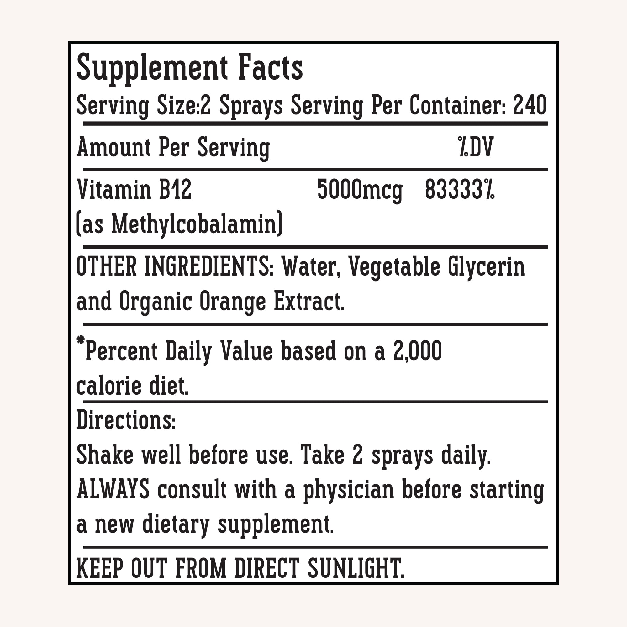 GIVOL Vegan Methylcobalamin- Vitamin B12 Liquid Mist 5,000mcg