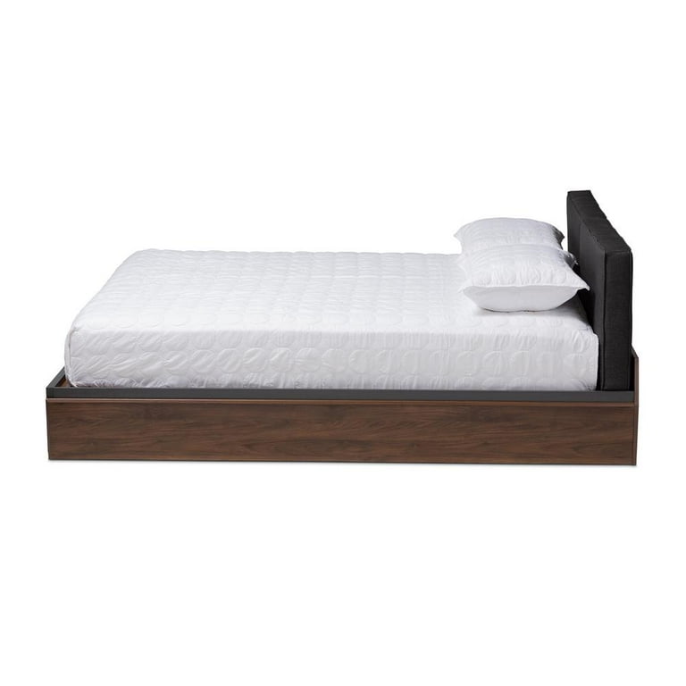 Baxton Studio Rikke Modern and Contemporary Two-Tone Gray and Walnut Finished Wood Queen Size Platform Storage Bed with Gray Fabric Upholstered Headboard Baxton Studio Rikke Modern and Contemporary Two-Tone Gray and Walnut Finished Wood Queen Size Platform Storage Bed with Gray Fabric Upholstered Headboard