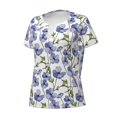 thumbnail image 5 of Fuzoiu Blue Flax Flowers Print Women's V-Neck T-Shirt,Women's Short Sleeve Top, Comfortable for Work, Leisure, and Sports, 5 of 7
