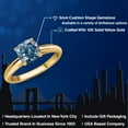 thumbnail image 2 of Gem Stone King 10K Yellow Gold Persian Blue Moissanite Solitaire Engagement Ring for Women | 1.00 Cttw | Cushion 6MM | Gemstone Birthstone | Size 9, 2 of 6