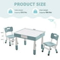 thumbnail image 5 of DOREROOM 4 in 1 Kids Table and 2 Chairs Set with Storage, Toddler Table and Chair Set for Kids Ages 3-10, Graffiti & Building Blocks Double-Sided Tabletop (Grayish Blue, 2 Chairs), 5 of 8