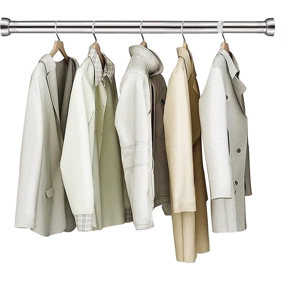 AEASKIEY Silver Adjustable Closet Rods for Hanging Clothes, 35-60cm Closet Hanging Rod Closet Pole