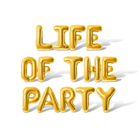 Letter Balloons - LIFE OF THE PARTY 16" Inch Alphabet Letters Foil Mylar Balloon Birthday Party Banner (Gold)