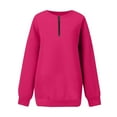 thumbnail image 3 of Htigea Womens 1/4 Zip Up Sweatshirts Oversized Crewneck Pullover Fleece Tops Soft Cozy Everyday Sweatshirt Hot Pink S, 3 of 4