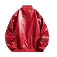 thumbnail image 3 of Txeol Mens Pu Leather Jacket Casual Stand Collar Zipper Motorcycle Bomber Coats 90s Vintage Biker Moto Jackets 2025,Red,L, 3 of 3