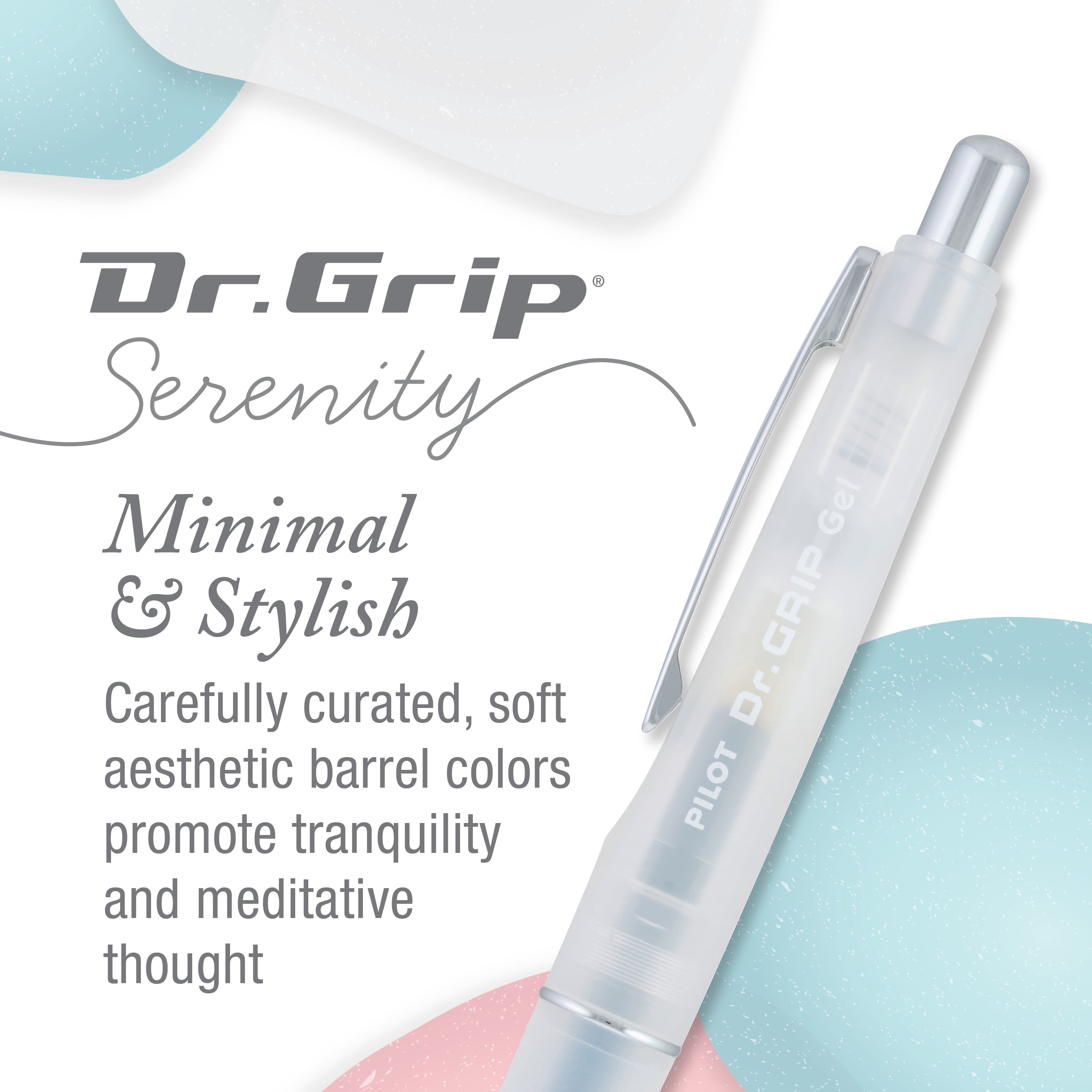 Pilot Dr. Grip Serenity Retractable Gel Ink Pen, White Barrel, Fine Point (0.7 mm) Black Ink 1 Pack