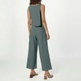 thumbnail image 4 of HXWCHs Women's Linen Two Piece Set Featuring A Button Front Sleeveless Crop top and Flowy Wide Leg Trousers for A Summer Outfit Green XL, 4 of 7