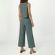 thumbnail image 3 of Conjunto de dos piezas de lino de color liso para mujer: top corto sin mangas con botones y pantalones de pierna ancha, tejido transpirable para el verano, 3 of 8
