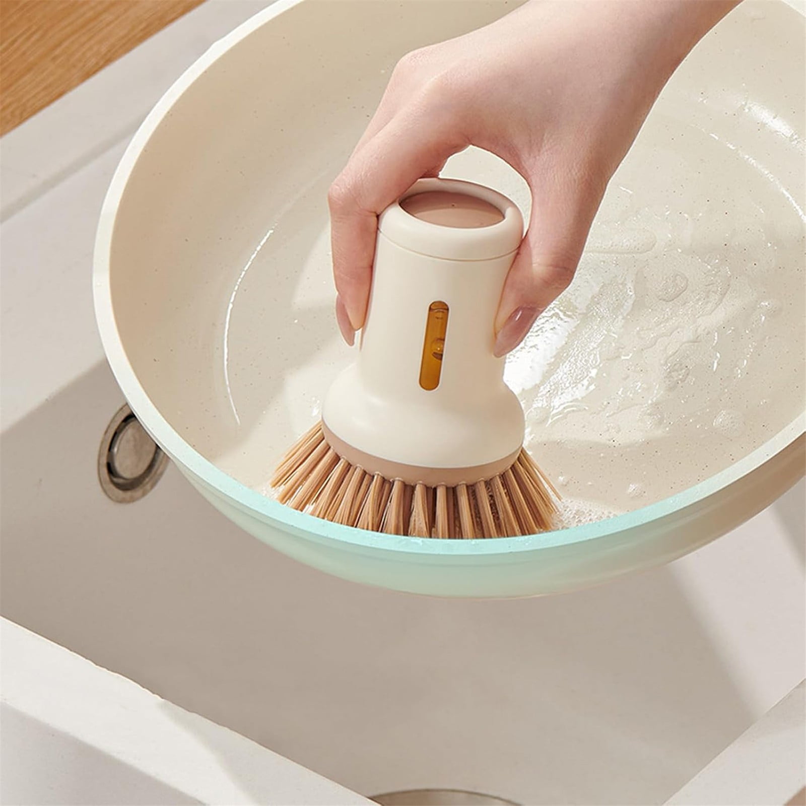 Yooci Liquid-Dispensing Dish Brush with Short Handle – Ergonomic Kitchen Cleaning Tool for Stubborn Stains(5PC)