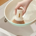 thumbnail image 6 of 2-in-1 Dish Brush with Detergent Dispenser - Kitchen Sink Brush for Pots, Pans & Dishes, Ergonomic Handle, Dense Bristles, Space-Saving Hanging Design, Easy Squeeze Liquid Storage Clearance Sales, 6 of 7