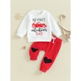 thumbnail image 2 of Suealasg 2PCS Toddler Girls Valentine's Day Outfits Clothes Long Sleeve Letter Truck Print Sweatshirt Drawstring Pants Sets 6M 12M 18M 24M Baby Boys Girls Casual Fall Clothes, 2 of 8