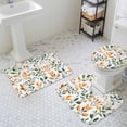 thumbnail image 3 of Green Orange Bathroom Rugs Set Eucalyptus Leaves Botanical Farmhouse Non Slip Absorbent Soft Bath Mats 3 Piece Set with Bathroom Rug, U-Shaped Floor Mat, Toilet Seat Cover Large Size, 3 of 9