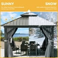 thumbnail image 3 of Uforic 10x10ft Hardtop Gazebo, Outdoor Heavy Duty Double Roof Galvanized Steel Garden Gazebo W/ Netting and Gray Curtains, Black, 3 of 6